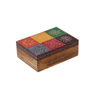 Caja de madera para manualidades de estilo pintado a mano hecho a mano, caja de almacenamiento de madera, joyero tallado y regalo decorativo antiguo - Product Image 6