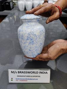 Cherishedly – urne de crémation peinte à la main avec des perles de taille moyenne, présentoir d'enterrement à la maison, fournitures d'enterrement, brasworld inde - Product Image 4