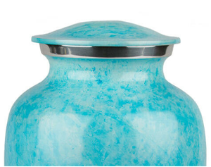 Radiance American Style Brass Cremation Urn <b>for</b> Adult <b>Ashes</b> Sky Blue Silver Finish Durable Memorial <b>Keepsake</b> Container - Product Image 2