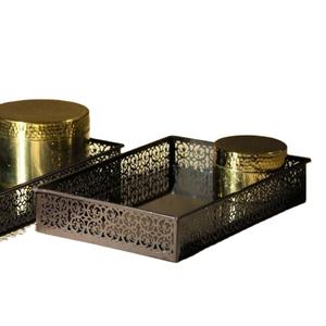 Plateau décoratif en métal moderne, utilisation pour le thé, le café, le jus, plateau de service de couleur noire, maison, hôtel, Restaurant, plateau de Table - Product Image 1
