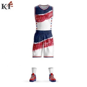 Uniforme de basketball pour hommes imprimé de haute qualité, anti-bactérien, séchage rapide, 100 % polyester, nom d'équipe personnalisé, logo USA sur le devant - Product Image 3