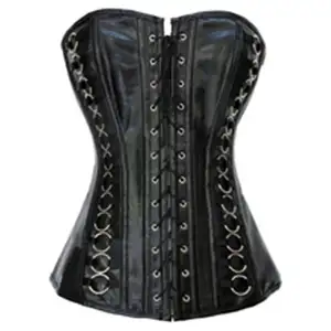 Sexy Leather Steampunk Corset Overbust Black Lace Up Steampunk Corsets&Bustiers Gothic Lingerie Slimming Top
