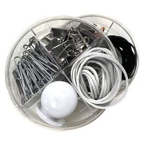 Last chance to buy super cute Silver Series Assorted paper binder clips pins Rubber Bands with plastic Box storage Stationery Se - Product Image 5