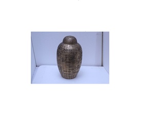 Urna de cremación grabada en amarillo claro de aluminio, suministros funerarios, Brassworld, India - Product Image 2