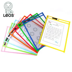 Custom Color PVC Reusable Dry Erase Oversized Primary Pockets Charts with Neon Stitched