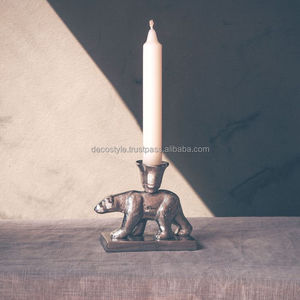 Bougeoir ours en argent et laiton, chandelier - Product Image 1