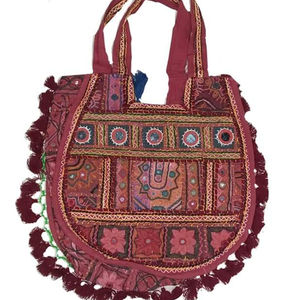 Handmade High Quality Cotton Indian Boho <b>Handbag</b> Stylish Floral Print Zipper Closure Backpack <b>Tassel</b> Bow Two Colorful Straps - Product Image 1