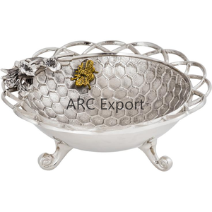 Copeaux de cuivre et trempettes Bols de service de luxe Table de maison Bol de service fantaisie en métal coulé décoratif pour fournisseur indien en gros - Product Image 3