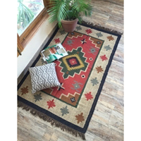 Tapis en laine indien Vintage fait à la main, tapis kilim
