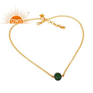 Bijoux en pierre précieuse pour femmes, pendentif en forme de boule avec breloque de styliste, plaqué or 18 carats, argent 925, fait à la main - Product Image 2