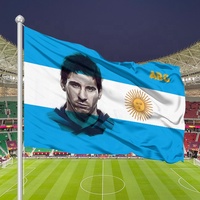 Drapeau de football Messi Argentine personnalisé 3x5FT double face 100% polyester, drapeau publicitaire personnalisé pour les fans de sport et les équipes