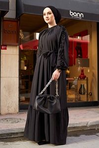 New Season <b>Women</b> Sleeve Frilly Poplin Islamic Clothing Abaya <b>Kaftan</b> Dubai Arab Muslim Islamic Fashion Turkish Quality - Product Image 2