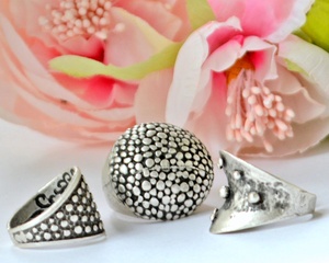 Anillo de Banda Ondulada de Latón con Diseño Étnico de Ágata Gruesa y Filigrana, con Forma de Tornillo Bohemia y Baño de Plata Antigua, para Regalo o Fiesta - Product Image 4