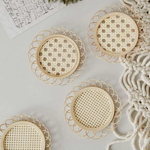 Dessous de verre en rotin de bambou faits main, accessoires de cuisine décorative pour la maison - Product Image 2