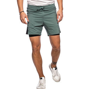 กางเกงขาสั้น2024สำหรับผู้ชายกางเกงขาสั้นผ้าย้อมสีเรียบดีไซน์ลายทางปักโลโก้ตามสั่ง - Product Image 1