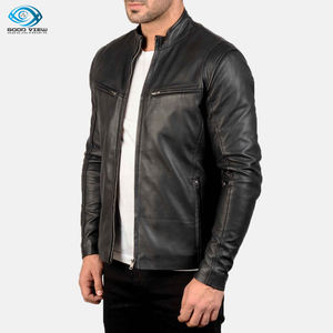 Veste en cuir véritable pour hommes, blouson à la mode, avec fermeture éclair, vente en gros - Product Image 3
