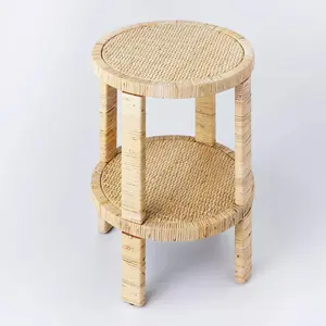 越南批发优质圆藤包边边桌藤家具