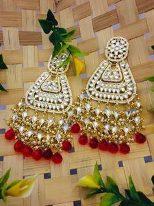 Kundan Very <b>Beautiful</b> Long Earring with Kundan Stone by Meetali <b>Creation</b> - Product Image 3