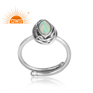 Natural Ethiopian Fire <b>Opal</b> Gemstone Adjustable <b>Ring</b> Wholesaler Caution 925 Sterling <b>Silver</b> Oxidized <b>Ring</b> Jewelry Supplier - Product Image 2