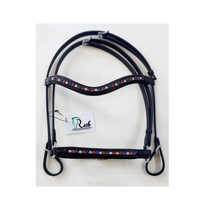 Brida Ligera de Cuero Islandés para Doma de Caballos con Detalles en Piedra de Color - Cómoda y Resistente, Modelo Internacional 7860B - Product Image 5