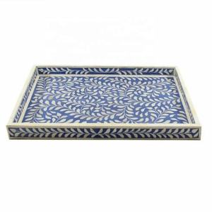 Bandeja para servir rectangular de hueso, servicio floral en muchos patrones, uso de Ramadán y uso de Eid para servir las fechas en bandejas de madera de Dubái - Product Image 6