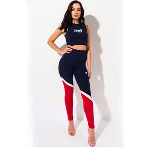 Haute qualité grande taille imprimer sans couture 2 pièces ensemble femmes taille haute Fitness Leggings et Push up haut de sport soutien-gorge vêtements de sport - Product Image 1