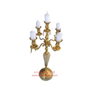 Candelabra 5 Candle With Glass Votive Luxury Wedding Centerpiece Decoration Metal Crafted <b>Tall</b> <b>Table</b> Handmade Candelabra - Product Image 6