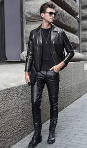 Pantalons longs en cuir véritable personnalisés pour hommes Taille sur mesure Hiver Conceptions OEM Moto Motard Cuir Tissu Taille moyenne Poids moyen Délavé - Product Image 3