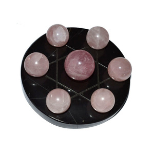 Proveedor de Esferas de Ágata Negra con Cuarzo Rosa para Sanación |   Set de Esferas de Ágata Negra y Cuarzo Rosa para Sanación en Venta - Product Image 1