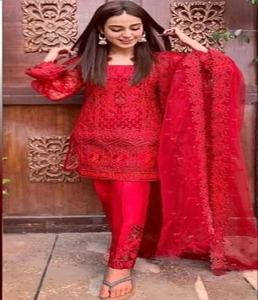 Dernières dames fantaisie Salwar Kameez en soie coton lin - Product Image 1