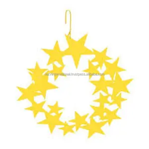 Металлическая круглая форма звезда желтый цвет Рождественский венок
