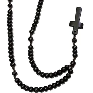 Collier indien en perles d'os pour déguisement, bijou à la mode, corne, carillon, perles de prière en bois artificiel, chapelet de 8 pièces - Product Image 1