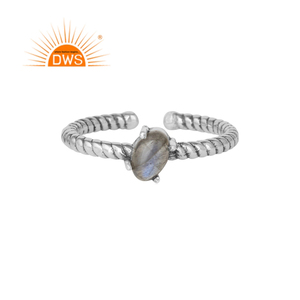 Prong <b>Set</b> Natural Labradorite Gemstone <b>Ring</b> Oxidized <b>Silver</b> <b>Ring</b> Jewelry Wholesaler 925 Sterling <b>Silver</b> Stackable <b>Ring</b> Jewelry - Product Image 1