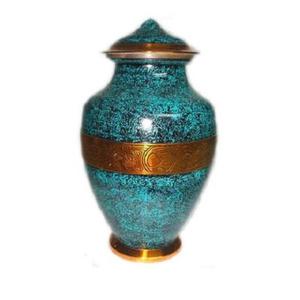 Pot de cendres pour adultes Urnes de crémation Pot en métal Urnes funéraires Taches bleu foncé Laiton bleu clair Bronze massif Urnes de crémation en laiton - Product Image 1
