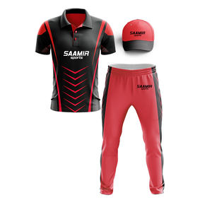 ชุดเครื่องแบบคริกเก็ตสีแดงออกแบบได้ตามต้องการเสื้อยืดและกางเกงที่มีการออกแบบที่เป็นเอกลักษณ์และโลโก้ saamir กีฬาฤดูใบไม้ผลิ/ฤดูร้อน/ฤดูใบไม้ร่วง - Product Image 4