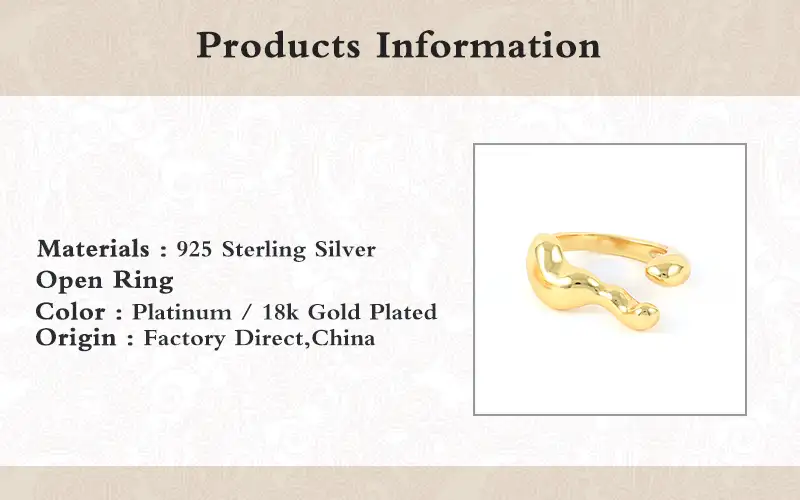 Irregular Ring Brass Brass INS Minimalist Simple Irregular Wavy Smooth Female Ring Gold Rhodium Plated Brass Ring