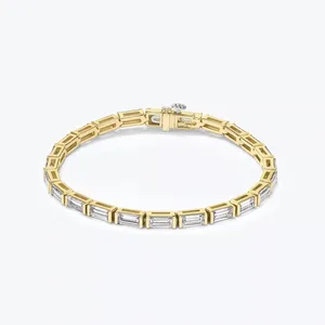 Custom Personalized Sophisticated Women's Wedding Jewelry Zirconia 18k Gold Plated 925 Sterling Silver Diamond Tennis Bracelet