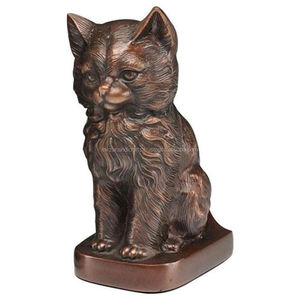 Urna de gato sentado único en bronce para cenizas de mascotas, urna de Mascota de gato sentado, es un ataúd de latón asequible, cremación de cenizas - Product Image 1