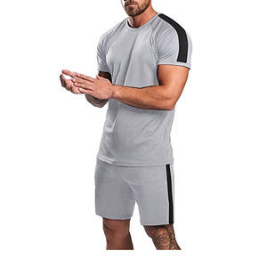 Venta al por mayor ropa deportiva de verano personalizada chándal camiseta pantalones cortos conjunto para hombres corriendo personalizado hombres conjuntos cortos marca Jogging Suit - Product Image 3