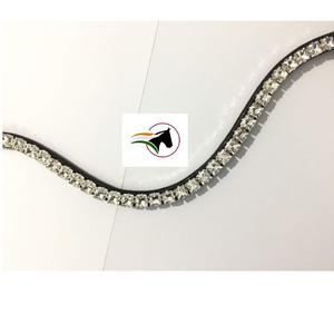 Bande de sourcils de cheval de concepteur de luxe accessoire à la mode équestre en cristal opale clair avec ruban adhésif ouvert à l'arrière à la boucle en cuir - Product Image 4