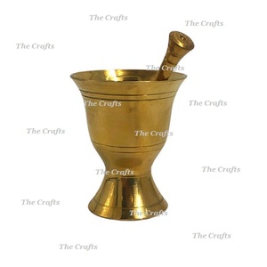 Mortier et pilon en laiton plaqué or pour herbes épices ail broyage et broyage utilisation Imam Dasta à bas prix - Product Image 6
