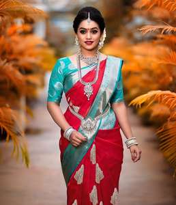 Soie Saree dames femmes Surat fête porter avec Designer demi manches Blouse pour les femmes prix de gros Apparelgarment - Product Image 5