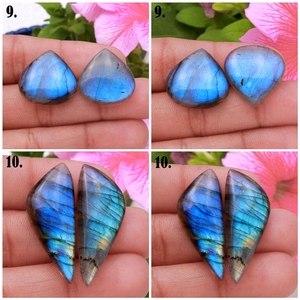 Pendentif sculpté au visage en labradorite naturelle, avec visage sculpté, lot de 36 paires de pierres allongées, cabochon, boucles d'oreille, quartz, pierres précieuses amples - Product Image 6