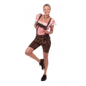 กางเกงขาสั้น Lederhosen สำหรับผู้หญิง,กางเกงขาสั้นหนังกวางสีแทนกำหนดสไตล์บาวาเรียสีน้ำตาลสำหรับผู้ใหญ่ - Product Image 4