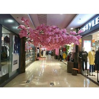Fleur de cerisier rose artificiel, décoration d'intérieur de 300cm de haut, demi-plante, contre le mur, pour la vente