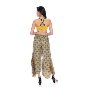 Pantalon en soie sari indien fait à la main, vêtements de plage pour femmes, pantalon de yoga hippie - Product Image 3