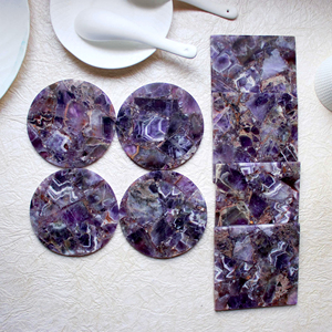 Juego de Pulsera, Colgante y Posavasos de Cuarzo Rosa |   Posavasos de Losa de Amatista Rosa Geoda |   Set de Regalo de Piedras Preciosas Naturales, Set de Decoración para el Hogar - Product Image 3