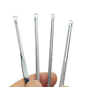 อุปกรณ์ดูแลความงามชุด4ชิ้น,อุปกรณ์กำจัดสิวเข็มแหนบทำความสะอาดผิวหน้าสแตนเลส CE ISO - Product Image 5