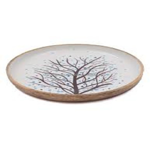 Bol à base en bois design antique avec verre - Product Image 4