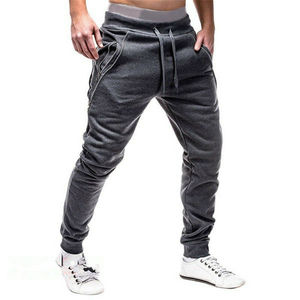 Men Plain Slim Fit Trousers Jogging Sports Pants Joggers Zipper Casual Bottoms with Custom logo Printing Service - Product Image 2